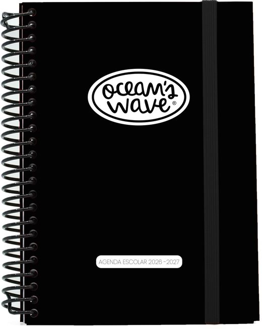 Agenda escolar 26-27 Negra. Din A5. 2 días/página. Tapa dura