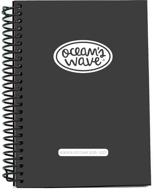 Agenda escolar 26-27 Negra. Din A5. Día/página. Tapa plástico