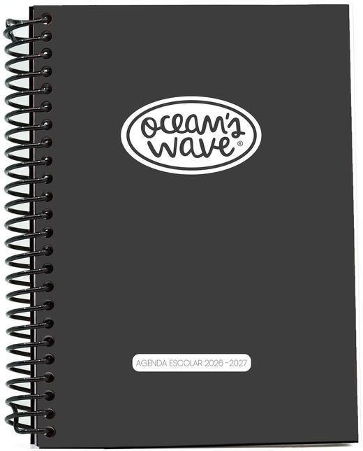 Agenda escolar 26-27 Negra. Din A6. Día/página. Tapa plástico
