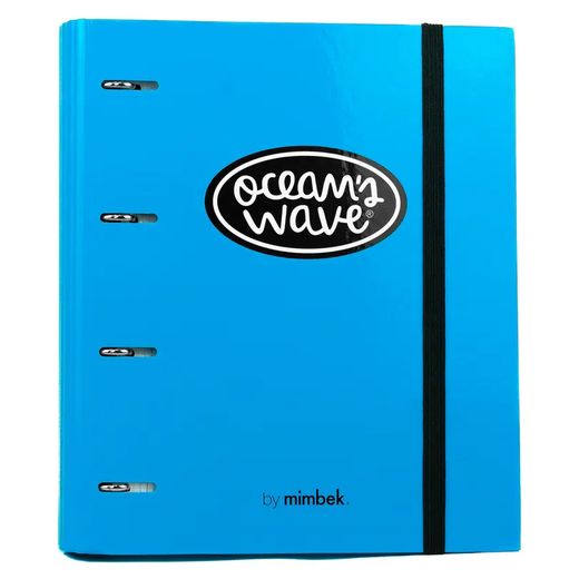 Carpeta A4 de 4 Anillas Azul neón. Recambio 100 Hojas+20 GRATIS
