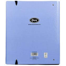 Carpeta A4 de 4 Anillas Azul tendencia. Recambio 100 Hojas+20 GRATIS