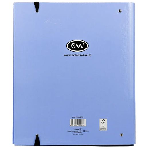 Carpeta A4 de 4 Anillas Azul tendencia. Recambio 100 Hojas+20 GRATIS
