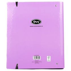 Carpeta A4 de 4 Anillas Lila pastel. Recambio 100 Hojas+20 GRATIS