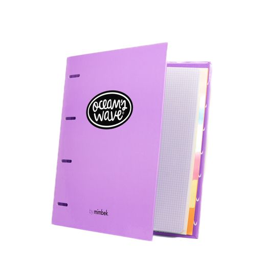 Carpeta A4 de 4 Anillas Lila pastel. Recambio 100 Hojas+20 GRATIS