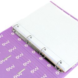 Carpeta A4 de 4 Anillas Lila pastel. Recambio 100 Hojas+20 GRATIS