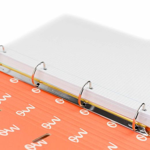 Carpeta A4 de 4 Anillas Naranja tendencia. Recambio 100 Hojas+20 GRATIS