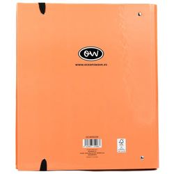 Carpeta A4 de 4 Anillas Naranja tendencia. Recambio 100 Hojas+20 GRATIS