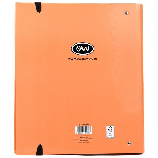 Carpeta A4 de 4 Anillas Naranja tendencia. Recambio 100 Hojas+20 GRATIS
