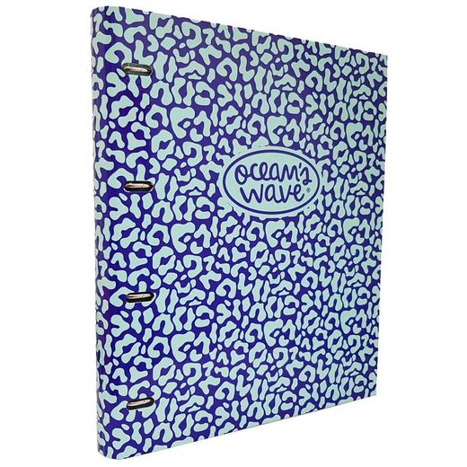 Carpeta A4 de 4 Anillas Print Azul. Recambio de 100 Hojas