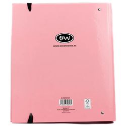 Carpeta A4 de 4 Anillas Rosa pastel. Recambio 100 Hojas+20 GRATIS