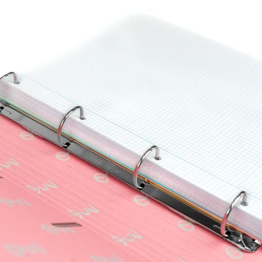 Carpeta A4 de 4 Anillas Rosa pastel. Recambio 100 Hojas+20 GRATIS