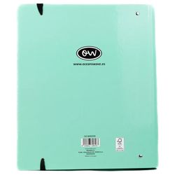 Carpeta A4 de 4 Anillas Verde pastel. Recambio 100 Hojas+20 GRATIS