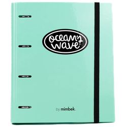 Carpeta A4 de 4 Anillas Verde pastel. Recambio 100 Hojas+20 GRATIS