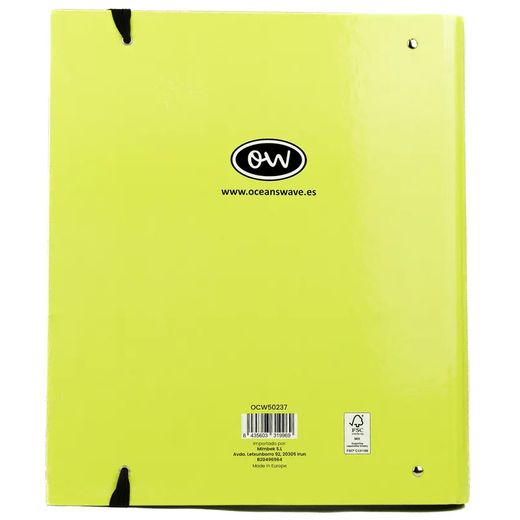Carpeta A4 de 4 Anillas Verde tendencia. Recambio 100 Hojas+20 GRATIS