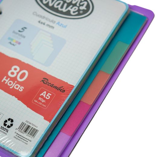 Carpeta Lakeland Lila pastel. Carpeblock Din A5 completo