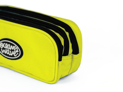 Estuche 3 Cremalleras Amarillo Neón