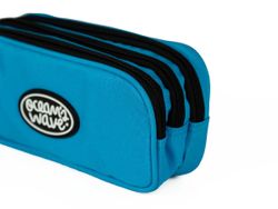 Estuche 3 Cremalleras Azul Neón