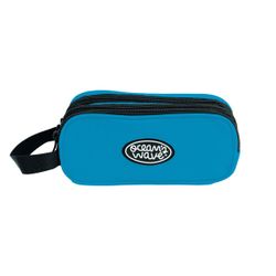 Estuche 3 Cremalleras Azul Neón