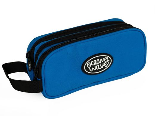 Estuche 3 Cremalleras Azul Oscuro