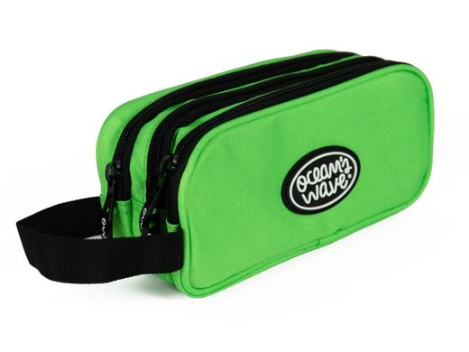 Estuche 3 Cremalleras Verde Neón