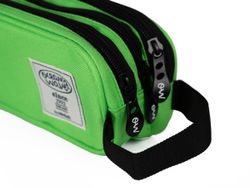 Estuche 3 Cremalleras Verde Neón