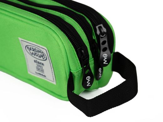 Estuche 3 Cremalleras Verde Neón