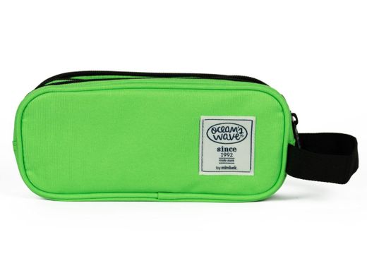 Estuche 3 Cremalleras Verde Neón