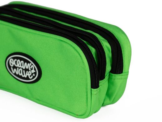 Estuche 3 Cremalleras Verde Neón